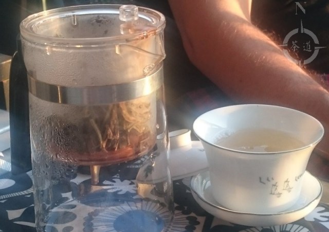 silver needle tea on the balcony