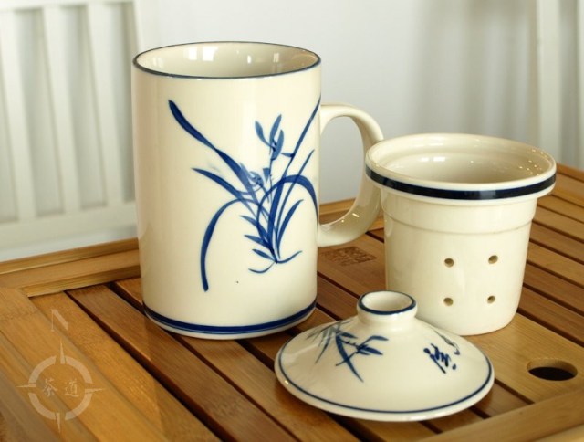 Chinese lidded tea mug - standard setup